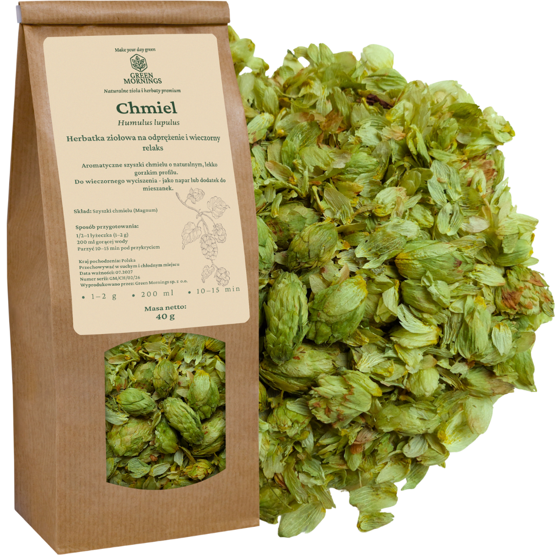 Szyszki chmielu na sen – opakowanie 40g odmiana Magnum.
